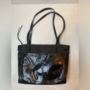 HOBO CHANCE Satchel Bag Black Hide Leather Shoulder Tote Bag